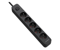 SILVER MONKEY Listwa antyprzepięciowa 5 gniazd 16A/230V 5m czarna - 1301053 - zdjęcie 1